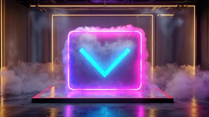 Poster - Neon Icon with Smoke Effect in Modern Futuristic Setting