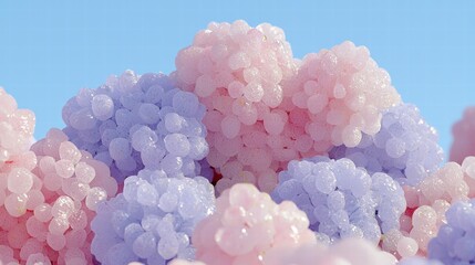 Poster - Soft Pink and Blue Bubbles on a Light Blue Background