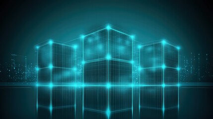 Poster - Digital Representation of Glowing Cubes in Futuristic Environment