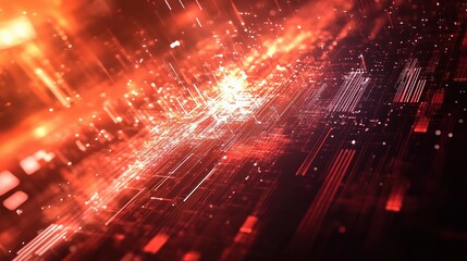 Poster - Abstract Digital Finance Background with Vibrant Red Elements