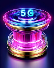Poster - Futuristic 5G Technology Concept with Neon Glow and Vibrant Colors
