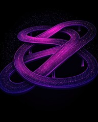 Poster - Futuristic Neon Pathway in Abstract Space with Glowing Elements