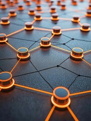 Poster - Abstract Network Connection with Bright Nodes and Lines on Surface