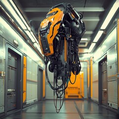 Poster - Futuristic Robotic Arm Hovering in High-Tech Industrial Environment