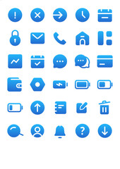 Fototapete - icons set UI app library pack fill blue gradient for ui