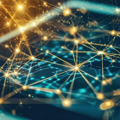 Poster - Abstract Digital Connections with Glowing Nodes and Blue Lines
