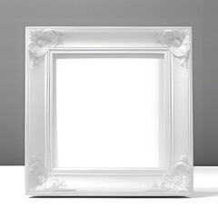 Wall Mural - White picture frame isolated on white background . Image display concept