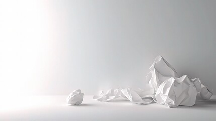 Poster - White Business Style Background with 3D Paper Crumples for Copy Space