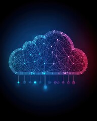 Poster - Abstract Digital Cloud Concept with Connections and Network Nodes