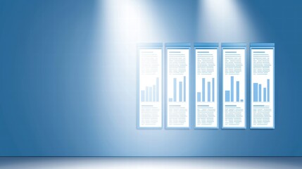 Poster - Modern Office Space with Business Reports on Display Walls