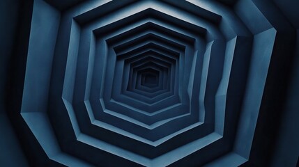Poster - Dark Blue Hexagonal Texture with Radial Depth Effect