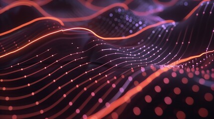 Poster - Neon circuit lines weaving through a dark metallic background, creating a glowing grid-like pattern with a sleek futuristic feel. futuristic technology background cyber tech wallpaper