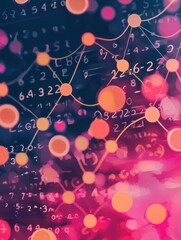 Poster - Abstract Data Visualization with Lines and Nodes in Bright Colors
