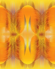 Poster - Abstract Waves in Vibrant Orange and Yellow with Linear Patterns