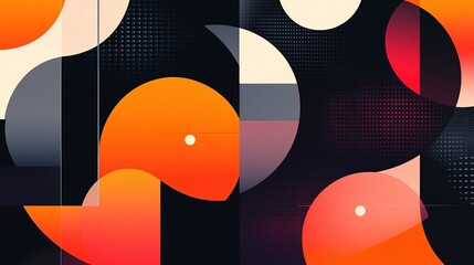 Poster - Abstract Geometric Illustration with Orange and Black Layered Design