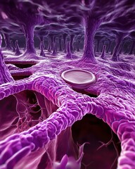 Poster - Microscopic View of Cellular Structure in Vibrant Colors and Details