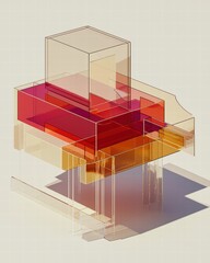 Poster - Colorful Transparent Geometric Shapes with Soft Shadows and Gradient
