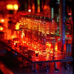 Poster - Abstract View of Colorful Circuit Board with Glowing Elements