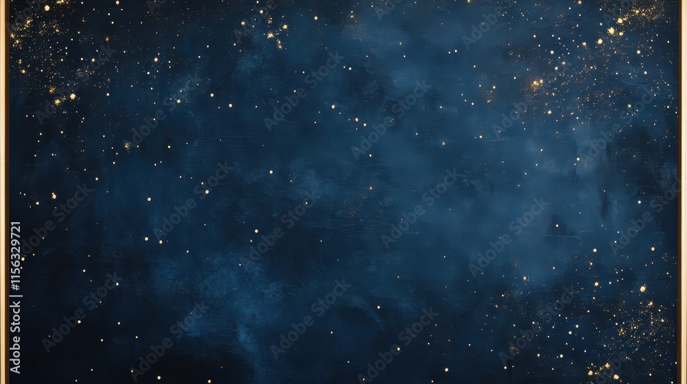 Deep Blue Night Sky Background with Golden Glitter and Subtle Gold ...