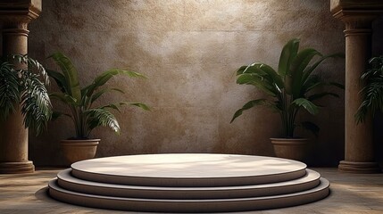 Poster - Elegant Empty Round Stone Stage in Ancient Style