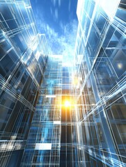Poster - Modern Urban Architecture with Glass Buildings and Sunlight