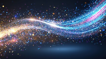Poster - Colorful Abstract Dust Particles and Light Trails on Dark Background