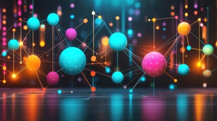 Poster - Colorful Abstract Digital Design with Geometric Shapes and Lights