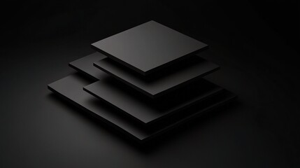Poster - Black Layered Geometric Abstract Illustration on Dark Background