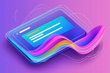 Poster - Abstract Digital Design of Tablet with Vibrant Color Waves