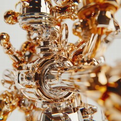 Poster - Intricate Metallic Sculpture with Glossy Reflections and Details