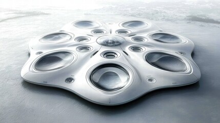 Poster - Futuristic Alien Craft Emphasizing Fluid Design and Modern Aesthetics