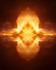 Poster - Vibrant Abstract Fire Burst with Reflection on Dark Background