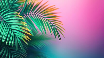 Aufkleber - Greenery palms idea. Vibrant tropical leaves against a colorful background, perfect for nature-themed designs.