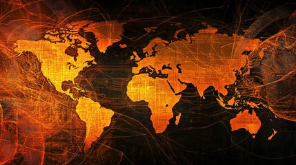 Poster - Global Business Concept Background with Artistic World Map Design
