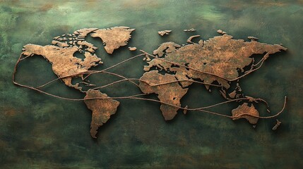 Poster - Global Map Concept with Rustic Texture and Artistic Details