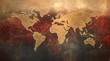 Poster - Global Business Agreement Concept with Vintage World Map Background