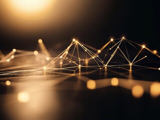 Poster - Abstract Geometric Shapes with Golden Lights on Dark Background