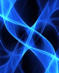 Poster - Blue Abstract Waves on Dark Background with Flowing Light Effects