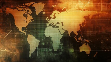 Poster - Abstract Global Business Background with World Map and Data Elements
