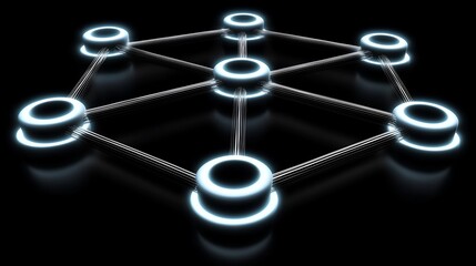 Poster - Illuminated network nodes forming a hexagonal structure.
