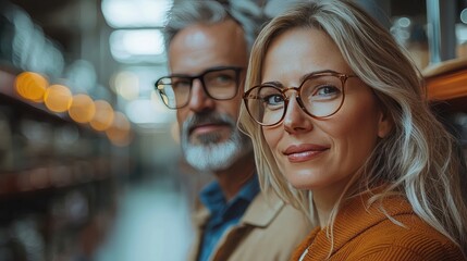 Wall Mural - Middle age man and woman business partners working at storehouse 