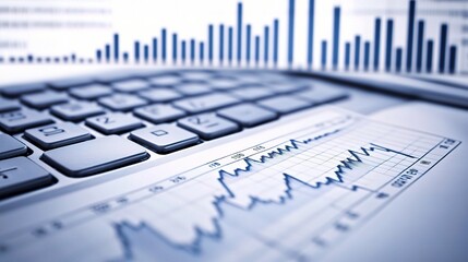 Canvas Print - Financial Analysis with Business Graphs and Charts on Keyboard