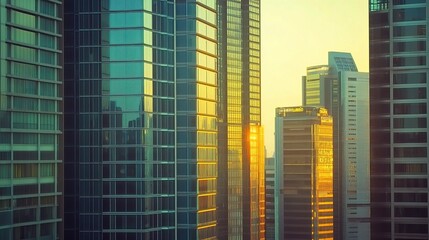 Poster - modern bangkok skyline at sunset in business district