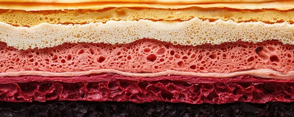 Poster - The image showcases vibrant, layered foam in hues of orange, yellow, pink, and red, displaying a textured, bubbly surface.