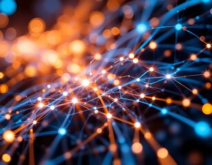 Poster - Abstract Network Illuminating Nodes With Glowing Lines