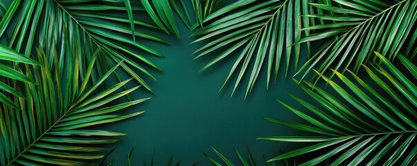 Poster - Greenery palms idea. Vibrant green palm leaves create a lush tropical backdrop for any design.