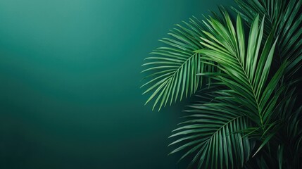 Fototapete - Greenery palms idea. Lush green palm leaves against a serene backdrop, perfect for nature-themed projects.