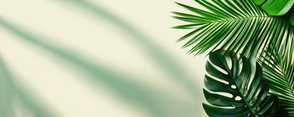 Poster - Greenery palms idea. Vibrant green leaves create a serene background for nature-themed designs.