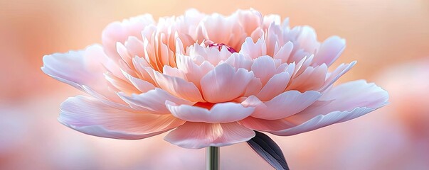 Poster - Pastel floral concept. A delicate pink flower in soft focus, showcasing its layers and vibrant colors.