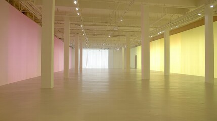 Poster - Modern Art Gallery with Colorful Walls and Open Space Design